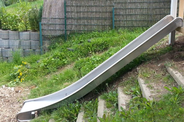 Edelstahl-Rutsche schmal, ohne Ohren